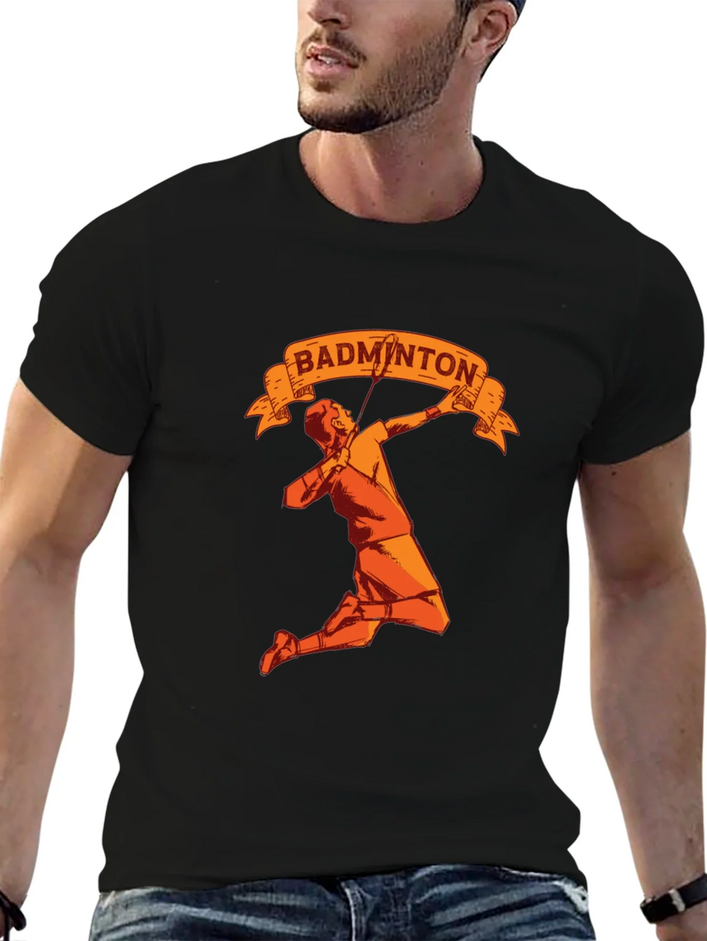 Badminton Player Graphic Tee - Sporty Black T-Shirt product image 6