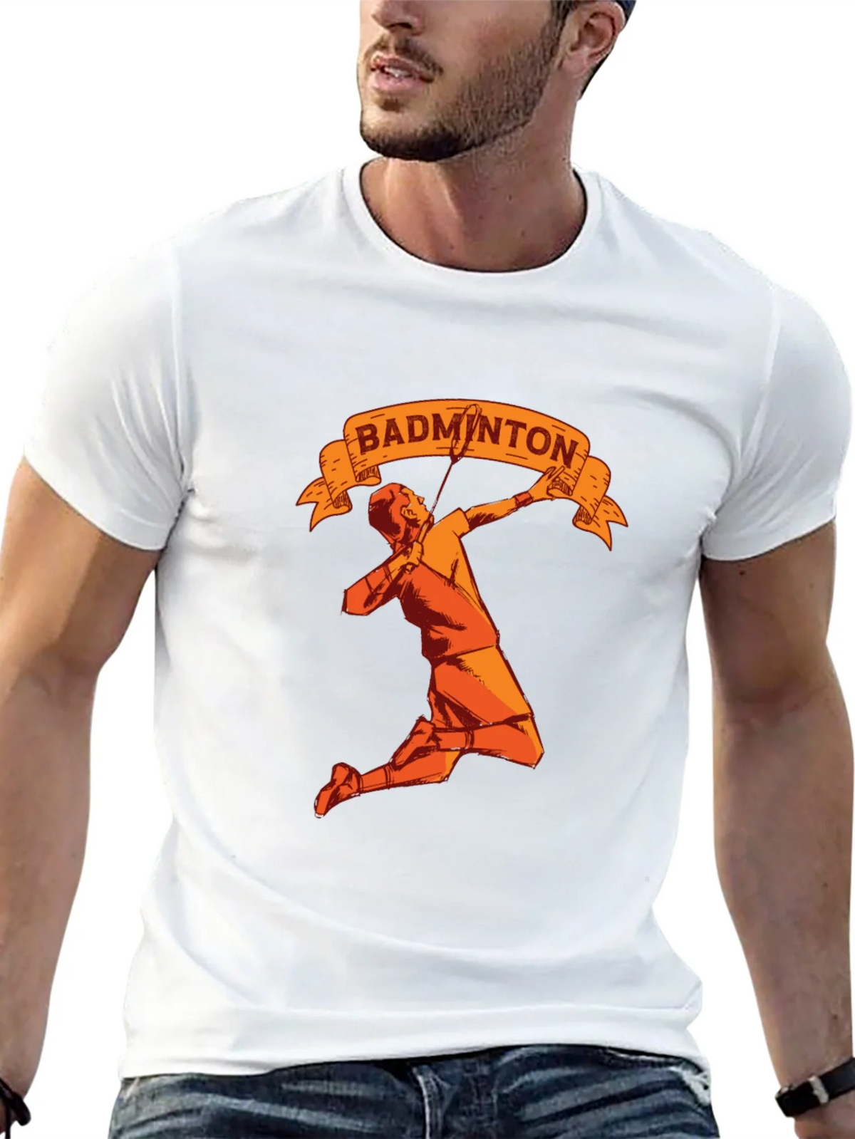 Badminton Player Graphic Tee - Sporty Black T-Shirt product image 12