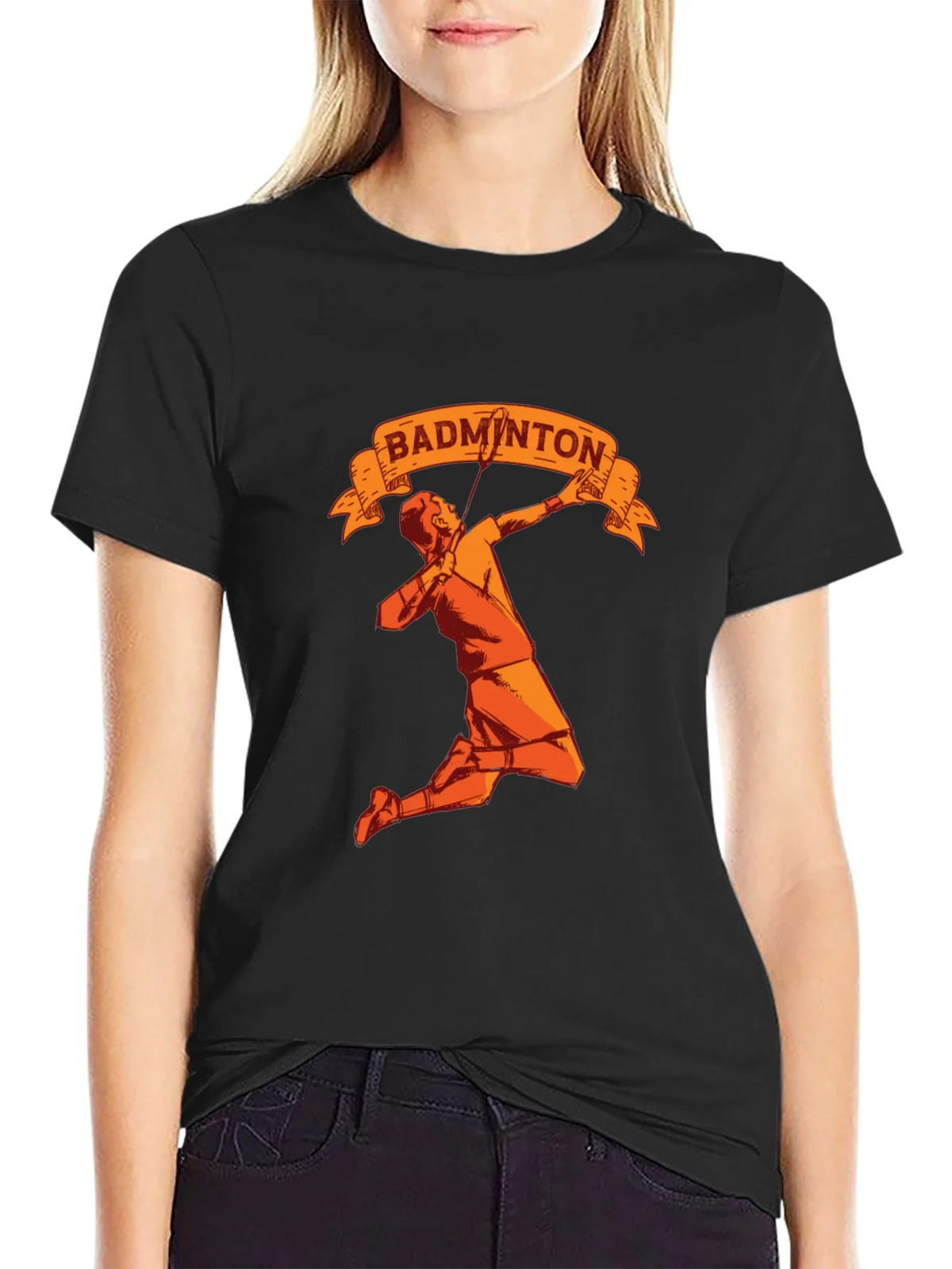 Badminton Player Graphic Tee - Sporty Black T-Shirt product image 2