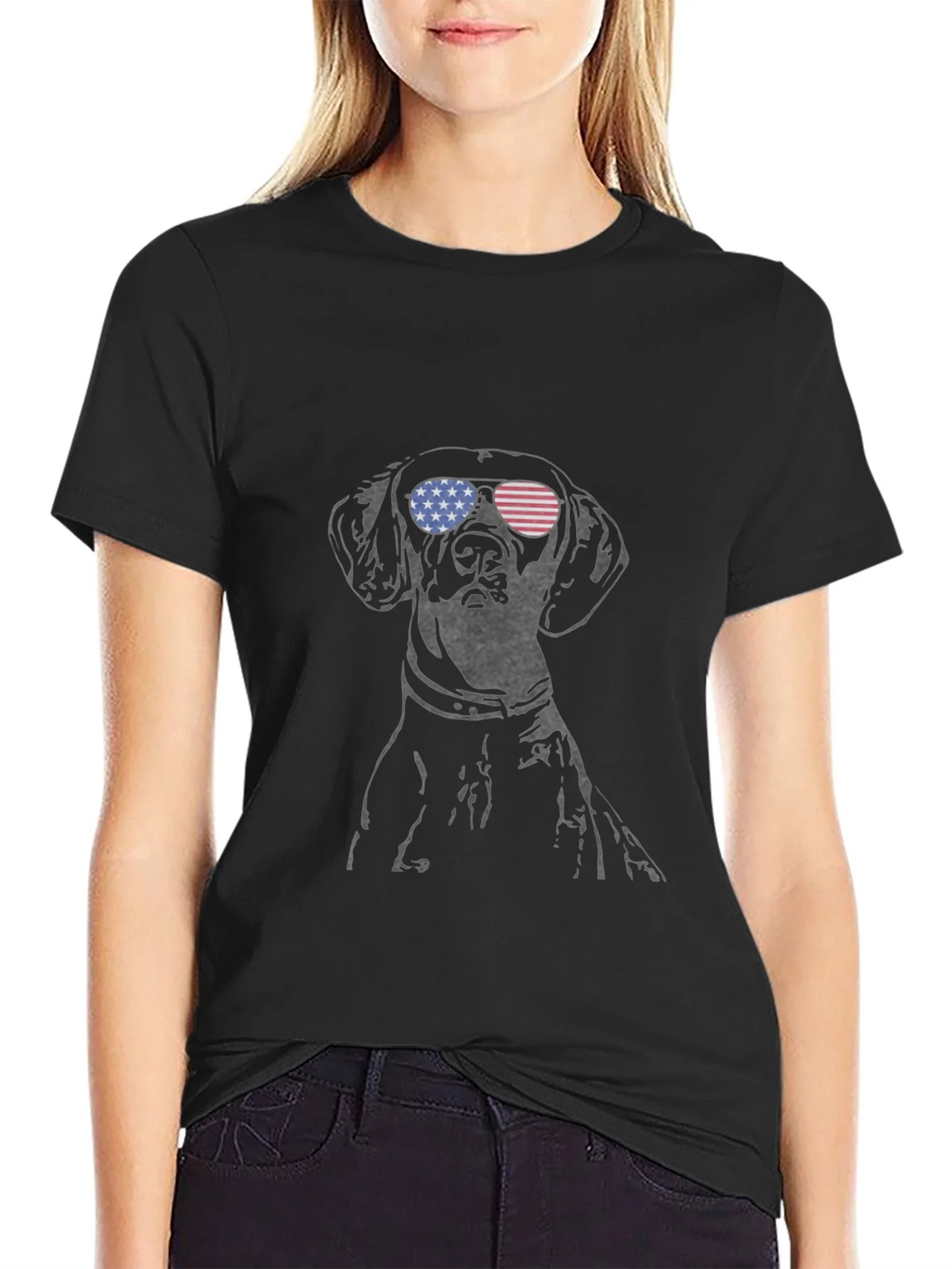 Dog with USA Flag Sunglasses Mens Tee product image 2