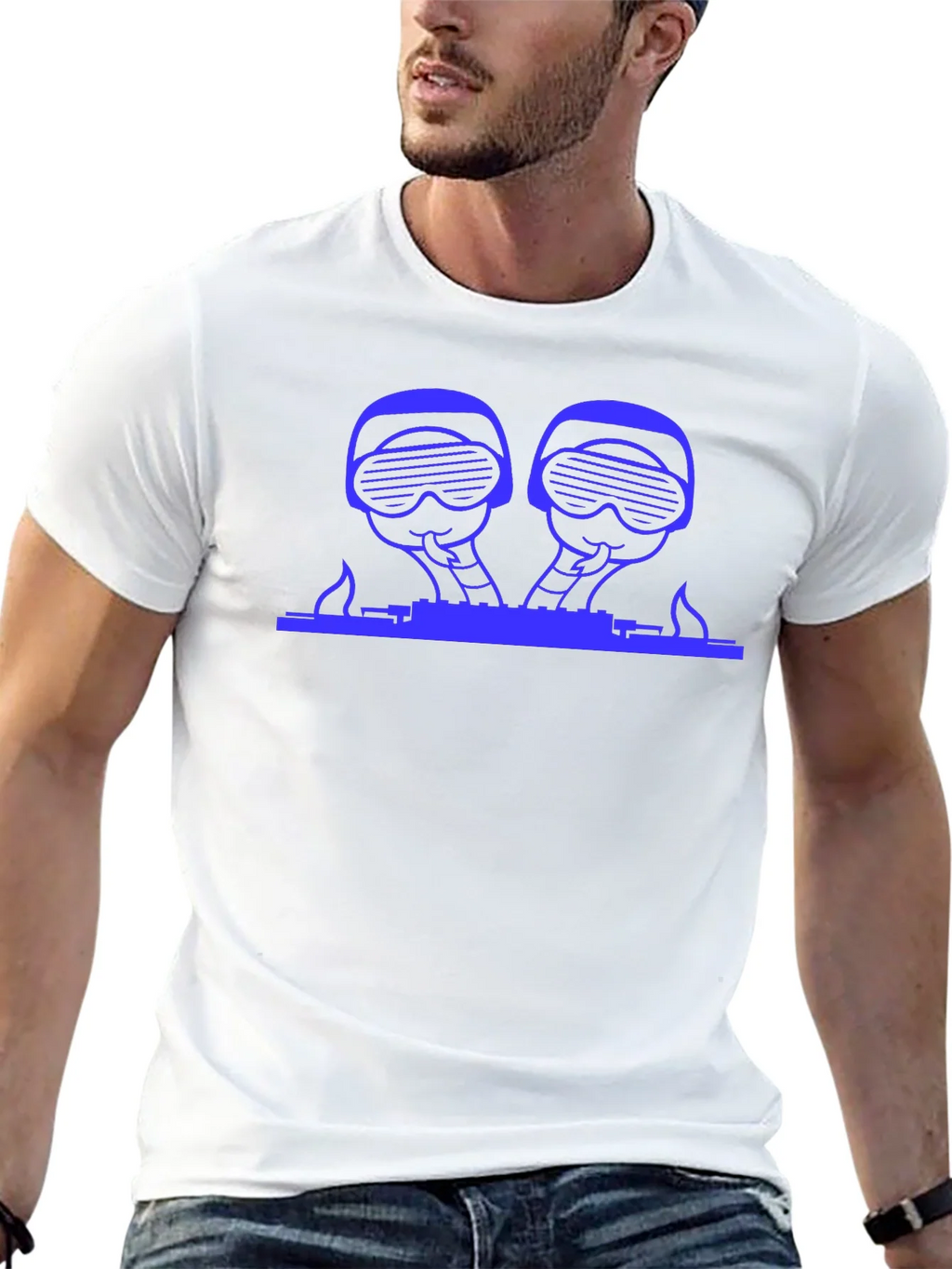 Blue Graphic DJ T-Shirt - Black Crew Neck Tee product image 12