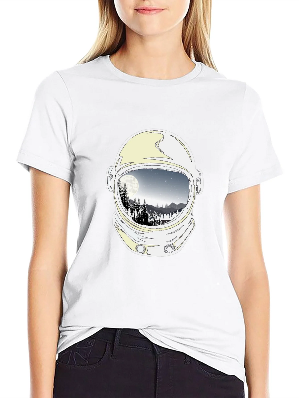 Astronaut Helmet Moon Scene Graphic Tee - Black product image 8