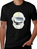 Astronaut Helmet Moon Scene Graphic Tee - Black product image 1