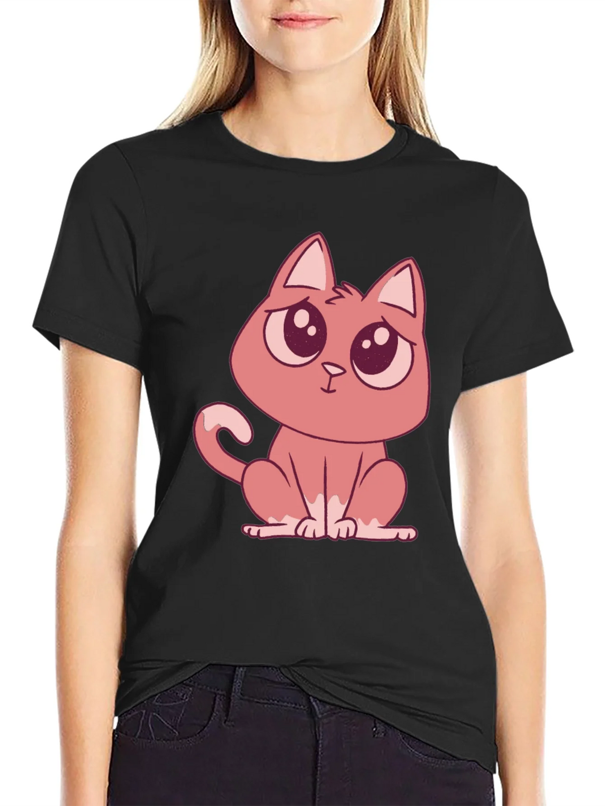 Cute Cartoon Cat Graphic Tee - Soft Cotton Comfort product image 2
