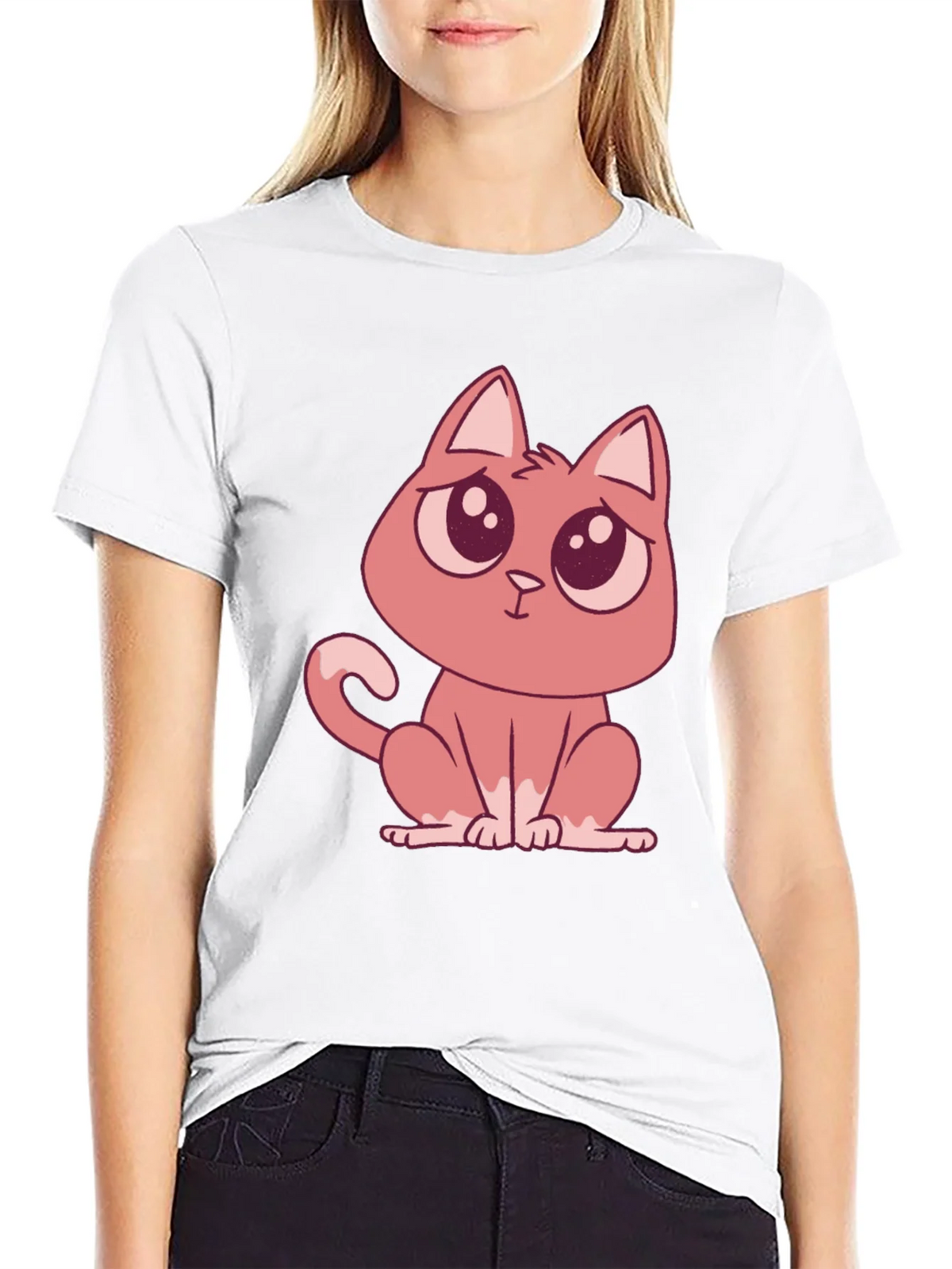 Cute Cartoon Cat Graphic Tee - Soft Cotton Comfort product image 8