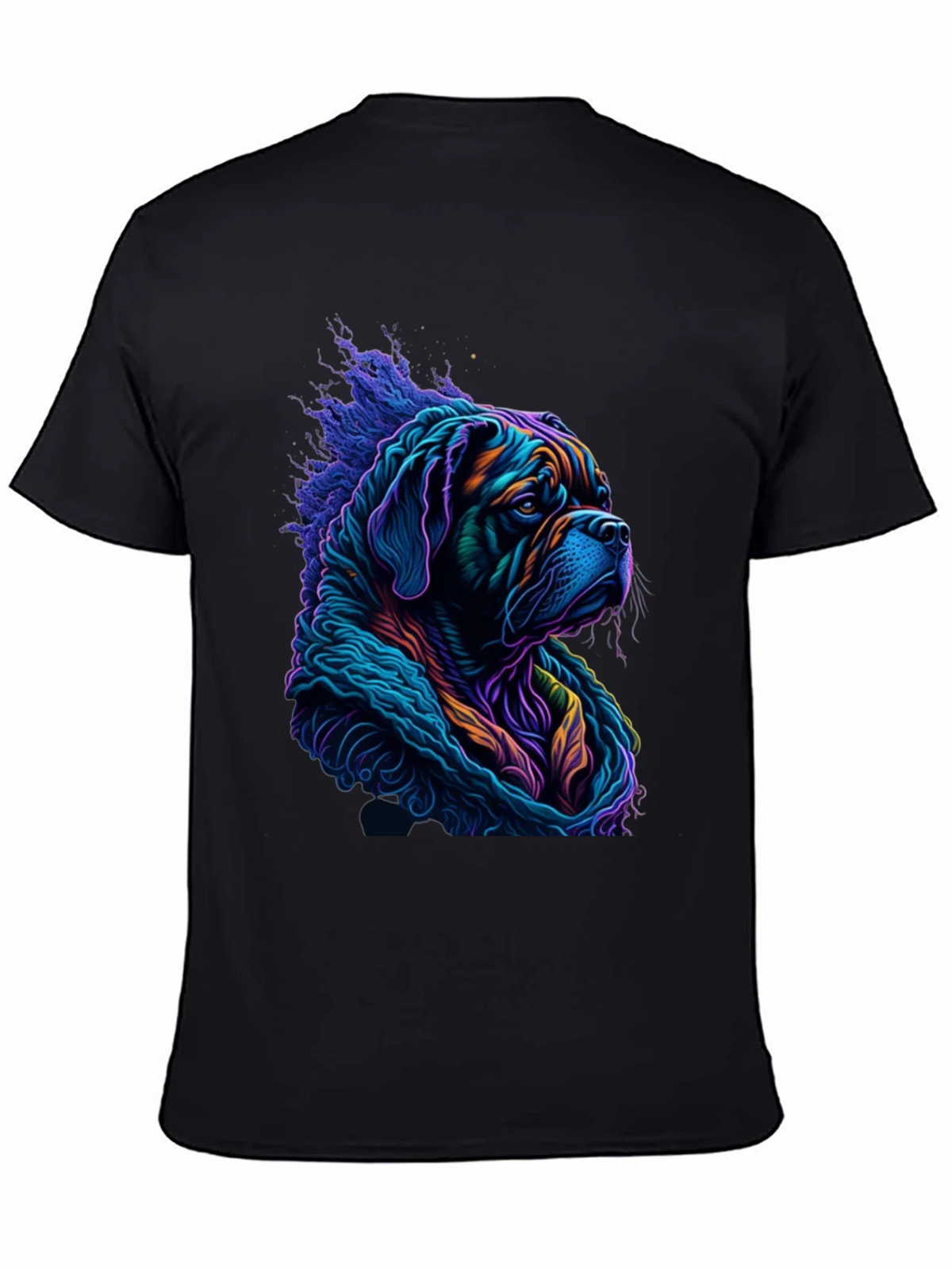 Vibrant Dog Graphic Tee - Stylish Mens Black T-Shirt product image 4