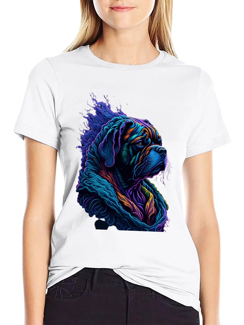 Vibrant Dog Graphic Tee - Stylish Mens Black T-Shirt product image 8