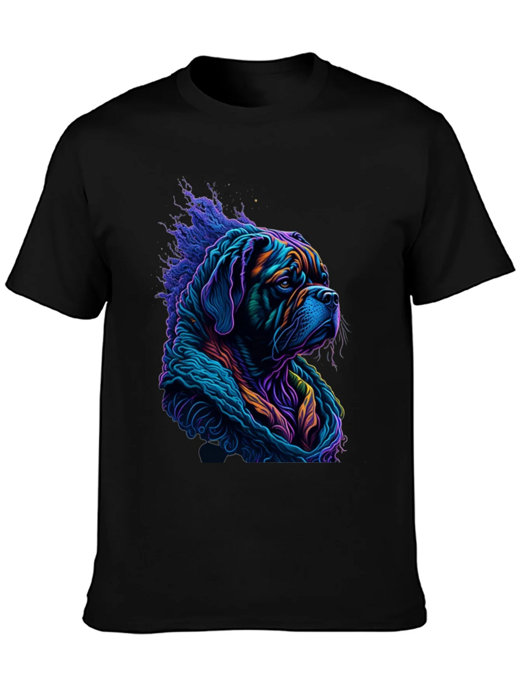 Vibrant Dog Graphic Tee - Stylish Mens Black T-Shirt product image 3