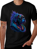 Vibrant Dog Graphic Tee - Stylish Mens Black T-Shirt product image 1