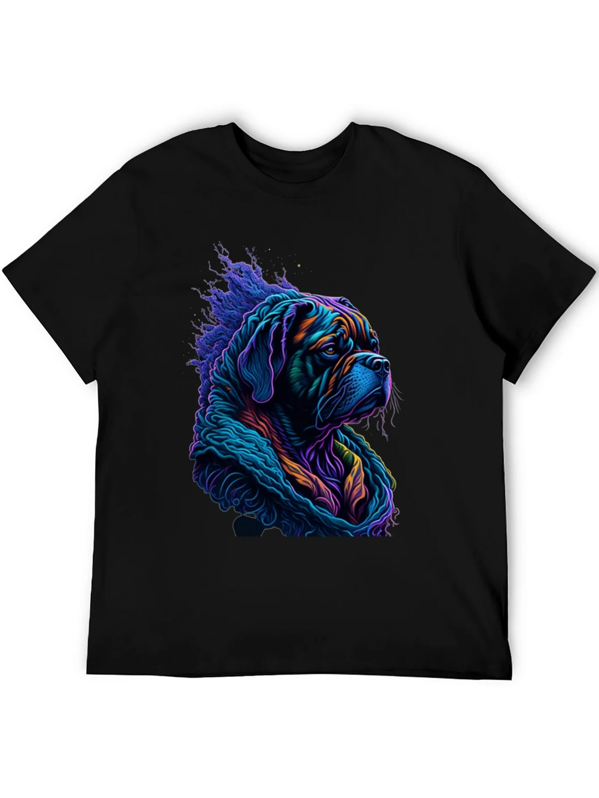 Vibrant Dog Graphic Tee - Stylish Mens Black T-Shirt product image 5