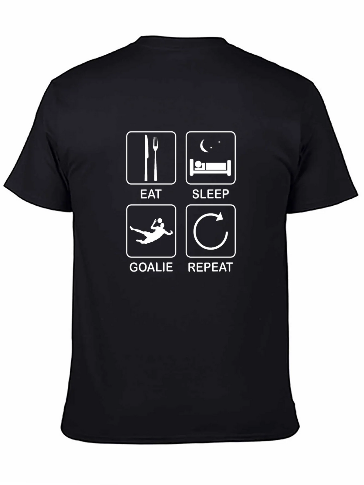 Eat Sleep Goalie Repeat Black Graphic T-Shirt product image 4