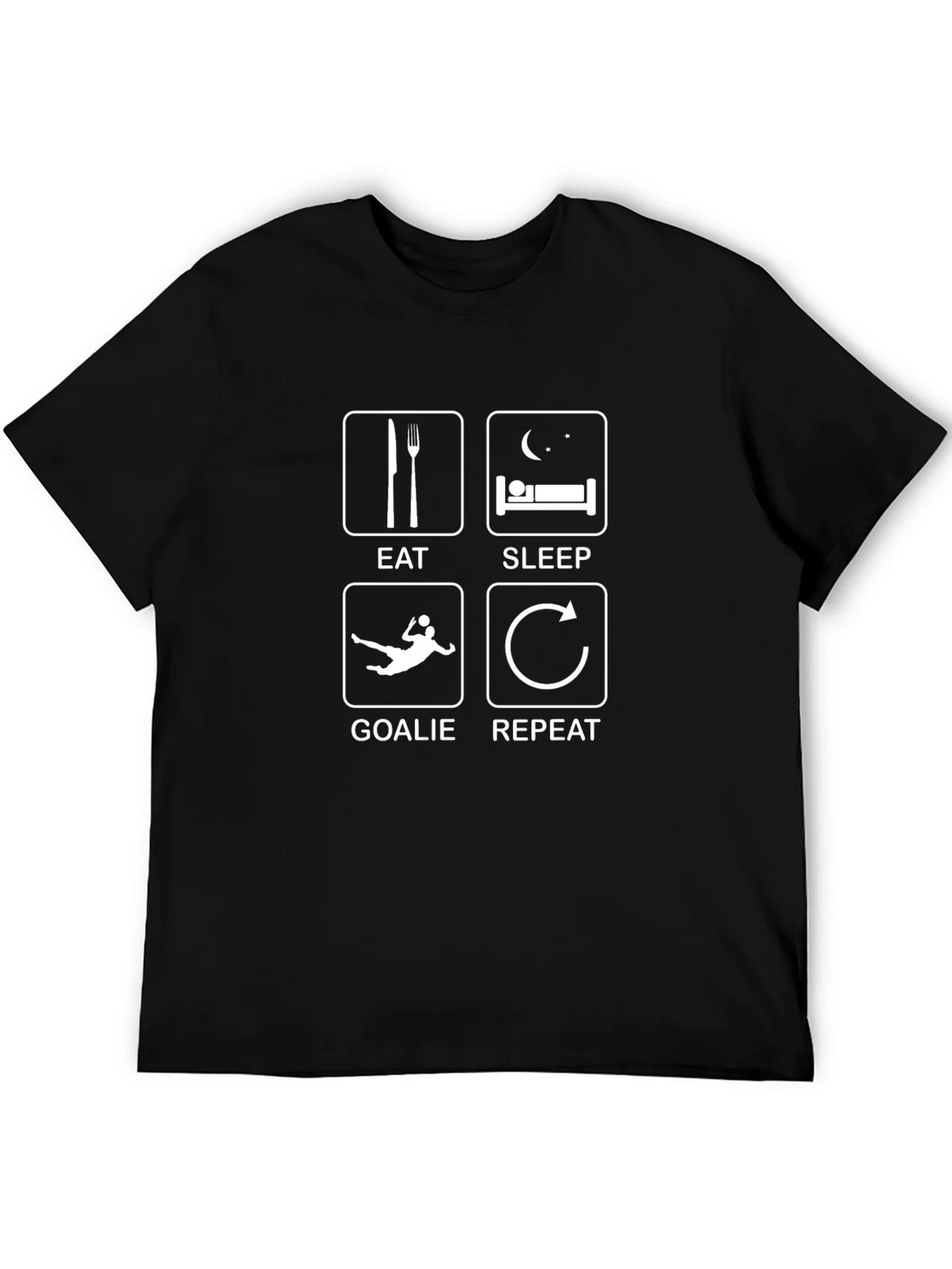 Eat Sleep Goalie Repeat Black Graphic T-Shirt product image 5