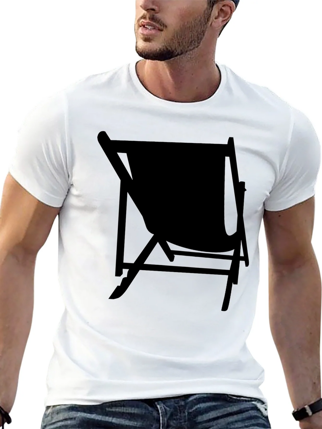Mens Black Relaxed Fit T-Shirt with Chair Graphic product image 12