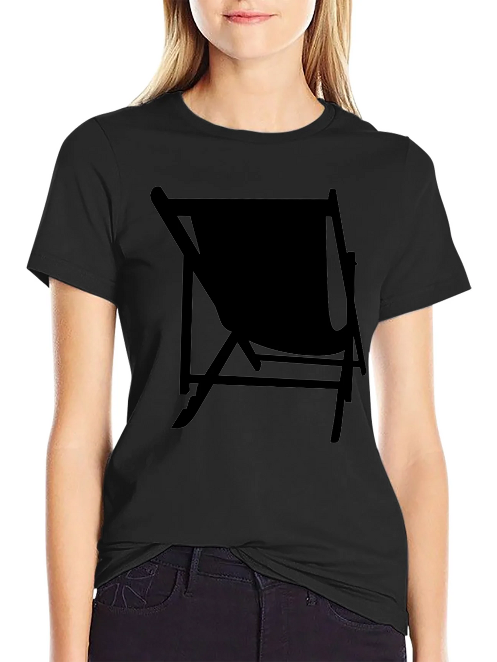 Mens Black Relaxed Fit T-Shirt with Chair Graphic product image 2
