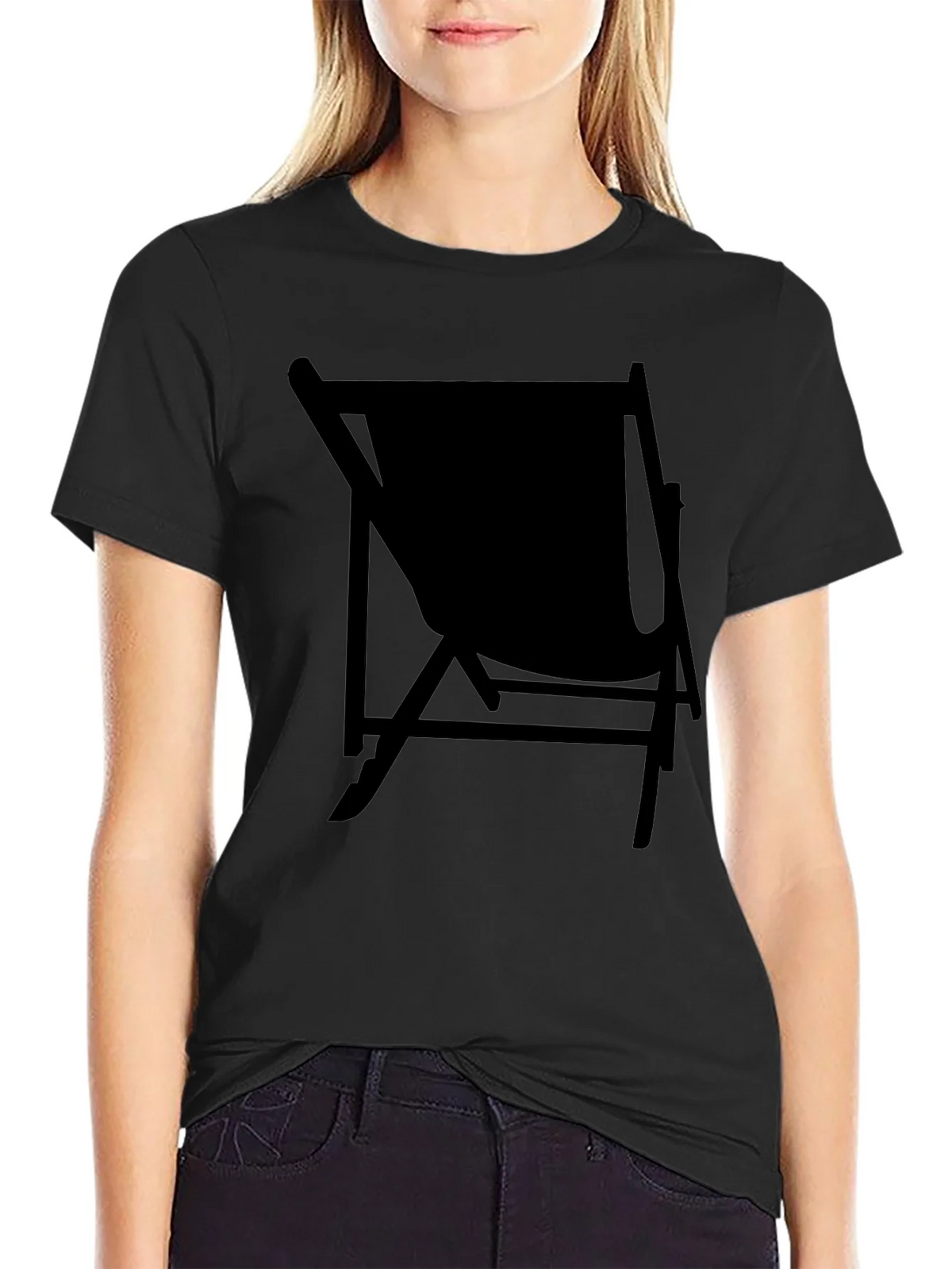 Mens Black Relaxed Fit T-Shirt with Chair Graphic product image 2
