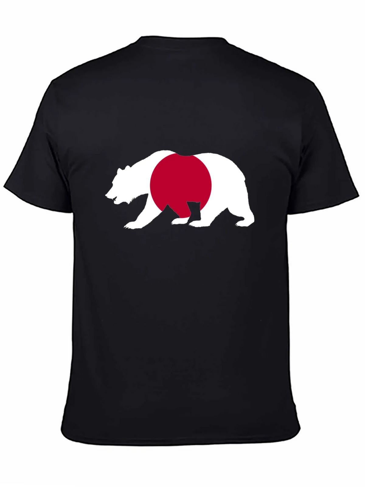 Bear Japan Flag Graphic Tee - Black Cotton Shirt product image 4