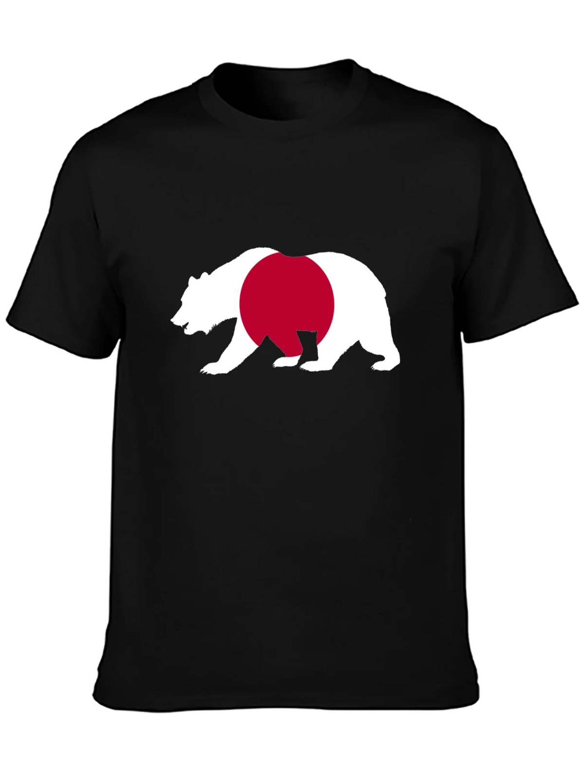 Bear Japan Flag Graphic Tee - Black Cotton Shirt product image 3