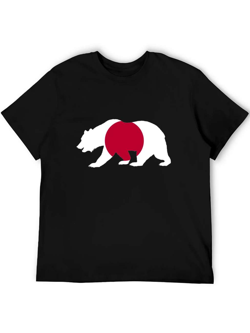 Bear Japan Flag Graphic Tee - Black Cotton Shirt product image 5