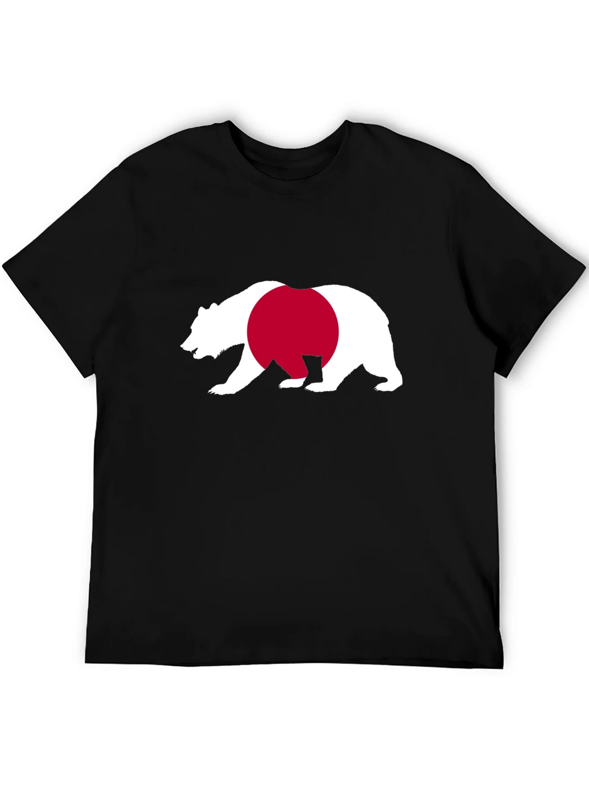 Bear Japan Flag Graphic Tee - Black Cotton Shirt product image 5