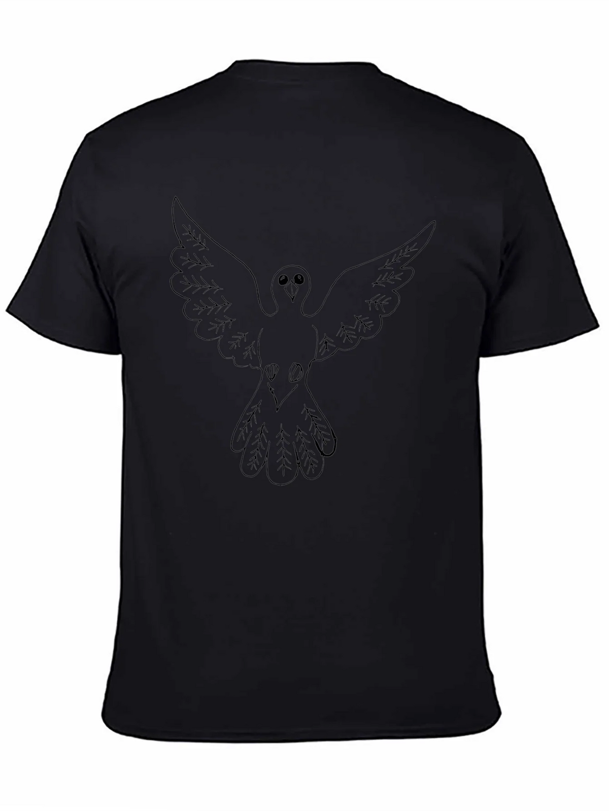 Mens Black T-Shirt with Dove Graphic product image 4