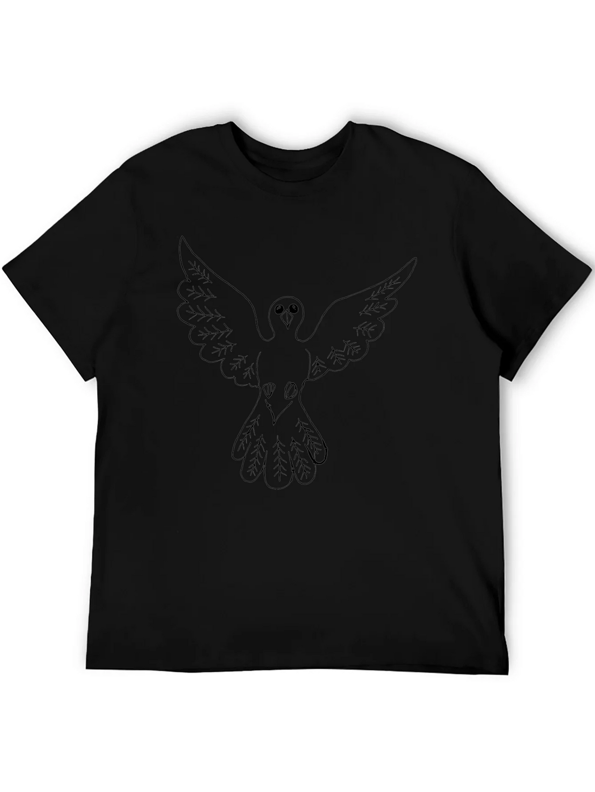 Mens Black T-Shirt with Dove Graphic product image 5