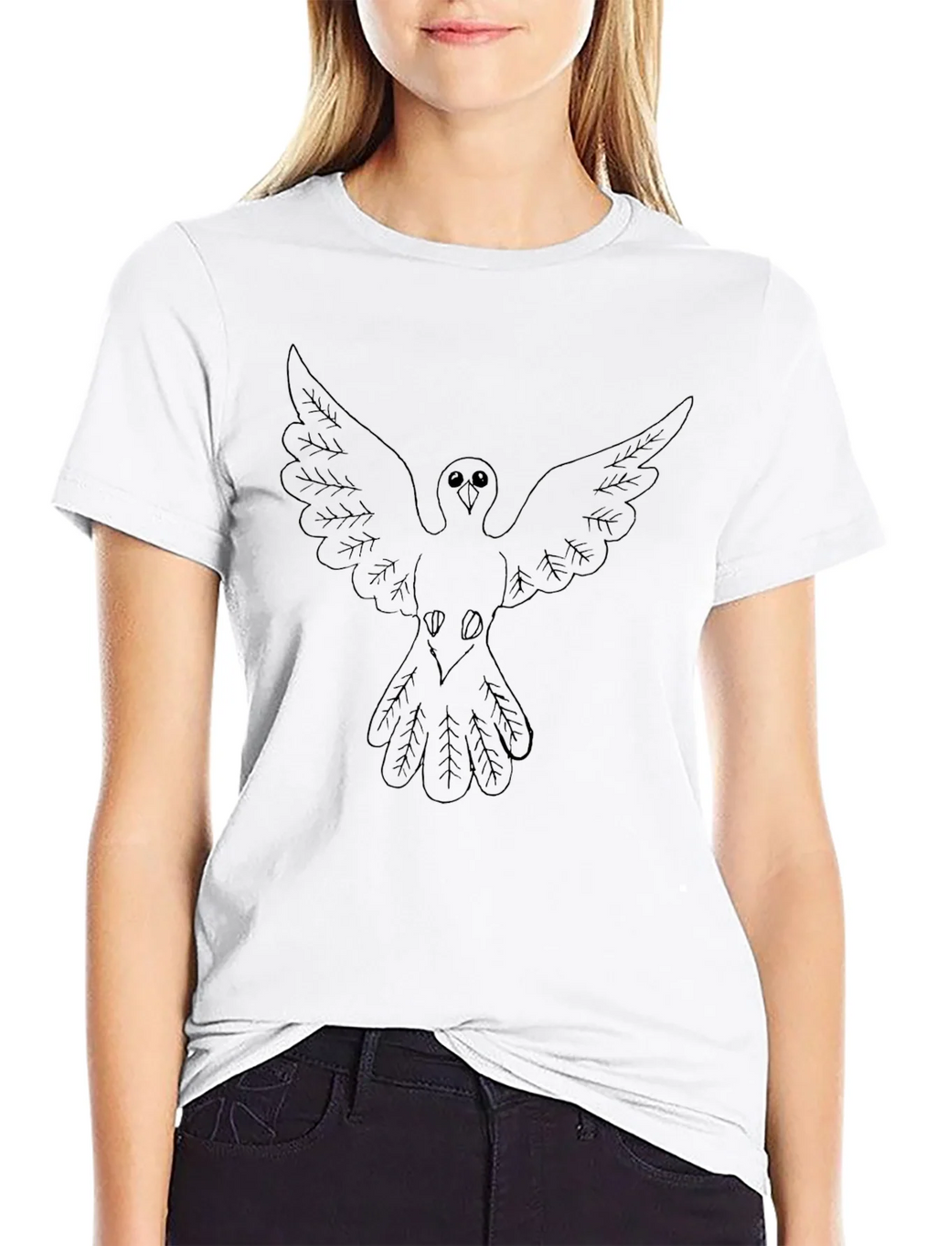 Mens Black T-Shirt with Dove Graphic product image 8
