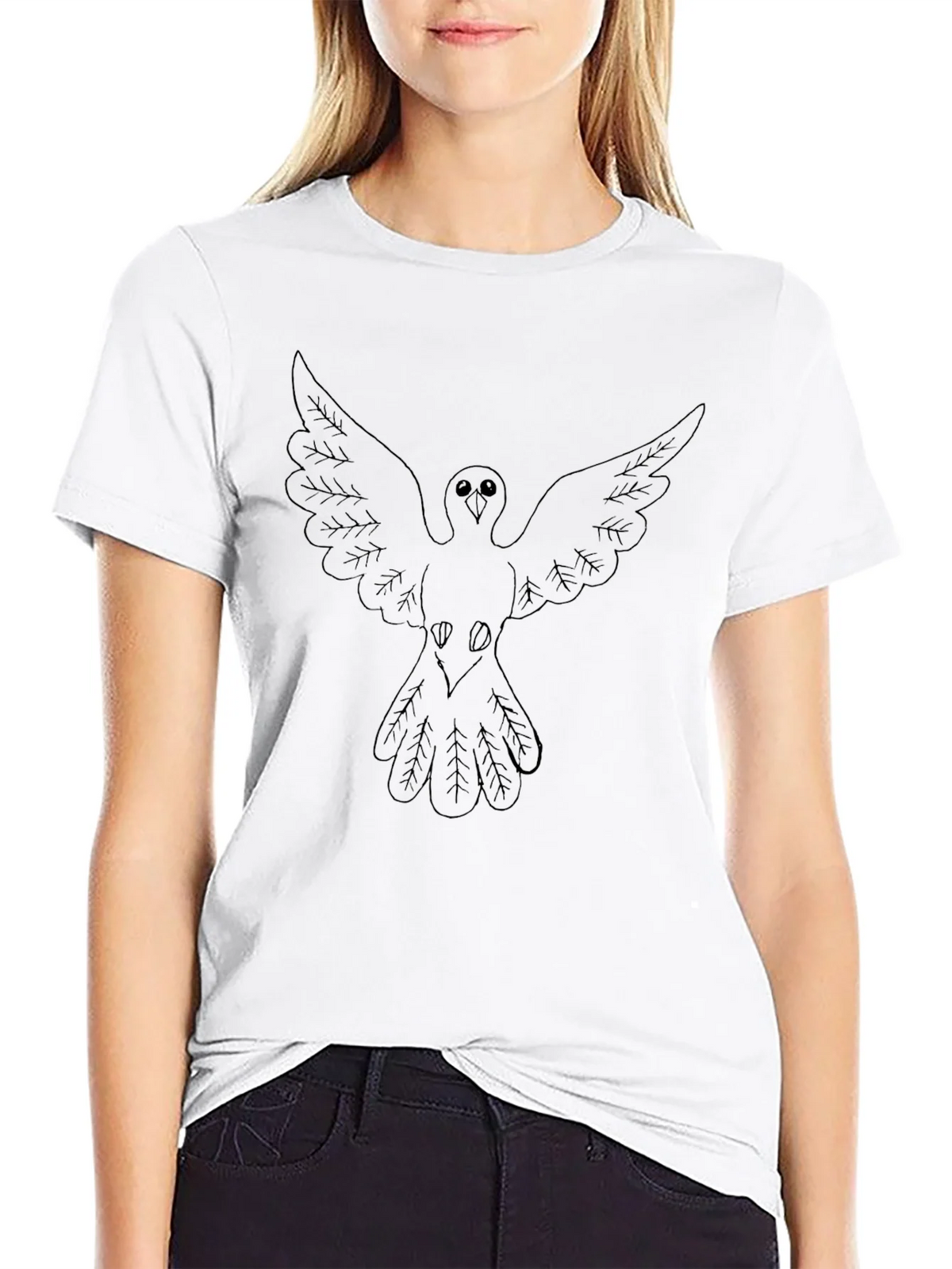 Mens Black T-Shirt with Dove Graphic product image 8
